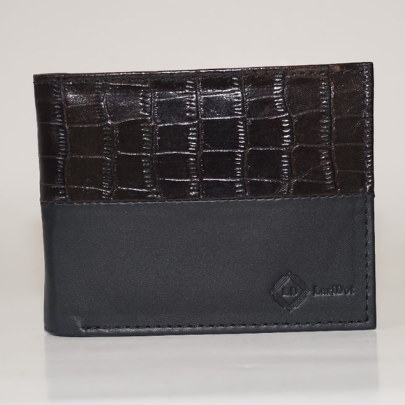 Genuine Cow Napa crocodile tex with sold black  men wallet - Picture 5 of 7